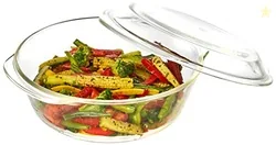 Amazon Brand - Solimo Borosilicate Glass Casserole-Cum-Serving Bowl wi