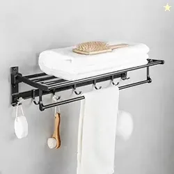 MIORAH 24 Inch Foldable Aluminum Towel Rack for Bathroom  Wall Mounted