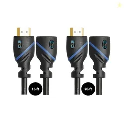C & E Gold Plated 4K HDMI to HDMI Cable | COMBO PACK [ 15-Ft | 20-Ft ]