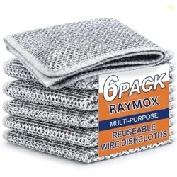 RAYMOX Non-Scratch Dish Wash Cloth (Pack of 6) Steel Wire Dish Cloth,