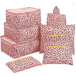 Mossio Nylon Luggage Cubes, 7 Pack Lightweight Toiletry Organizer Spac