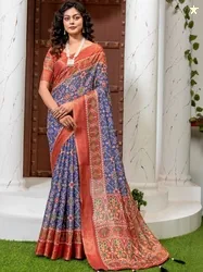 Anouk Kalamkari Phulkari Silk Cotton Heavy Work Patola Saree