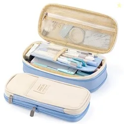 HASTHIP Nylon Large Capacity Pencil Pouch Durable Storage Multiple Com