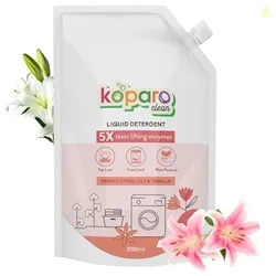 Koparo Liquid Detergent | 2 Litre | Top Load & Front Load Washing Machine Liquid Detergent | Organic Bio-Enzymes Laundry Detergent | Tough on Stains Safe for Kids & Sensitive Skin | Lily & Vanilla