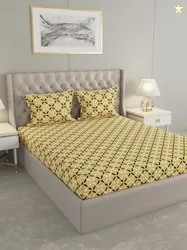 Raymond Home Insignia Yellow Geometric Microfiber Queen Fine Bedsheet