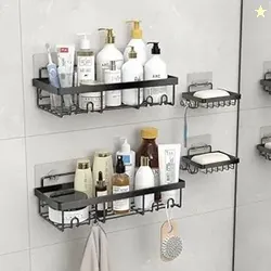Allkartz 4 Bathroom Organiser Without Drill  Self Adhesive Bathroom Sh