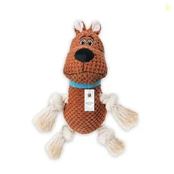 Foodie Puppies Dog Squeaky Plush Rope Toy - (Brown Scooby Plush Toy) |