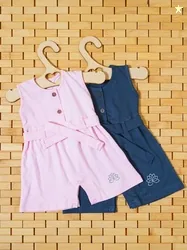 THE MAPLES FASHION Girls Pack of 2 Solid Round Neck Sleeveless Rompers