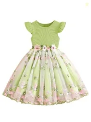 Tagas Girls' Dress|Elegant Beige Baby Girl Dress with Lace Ruffles & F