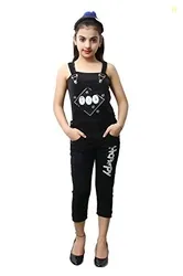 FNOCKS Girls Casual WEAR Slim FIT Trendy Blue Denim Dungaree Capri (Bl