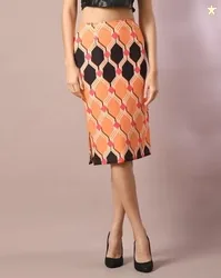 MYSHKA Women Printed Straight Skirt with Elastic Waist