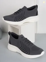 HRX by Hrithik Roshan Men Grey & Black Striped Contrast Sole Slip On S