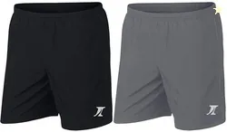 INDICLUB Pack of 2 Solid Men Black, Grey Sports Shorts