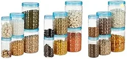 Amazon Brand - Solimo Checkered Jar Container Set 18 Pieces (6 x 250 m