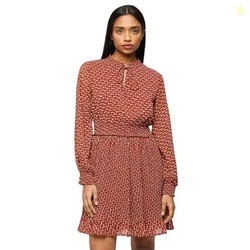 Pepe Jeans Women's Polyester Modern Above The Knee Dress (PL953462_Bur