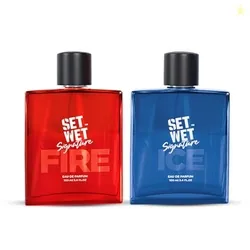 Set Wet Perfume for Men ICE & FIRE 100ml X 2 Packs | Long Lasting Perf