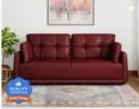 CASA Mind Cedar Leatherette 3 Seater  Sofa (Finish Color - Cherry Colo