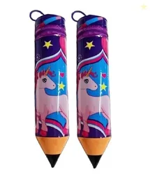 Eclet 2PC Unicorn Printed Pencil Shape Pencil Pouch for Kids Pen Penci