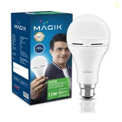 MAGIK Savio 12W LED Rechargeable Emergency Bulb | 6500K Cool White | 4