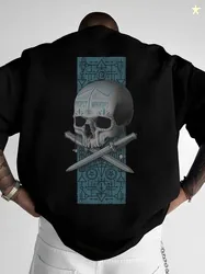 HADAR Men Graphic Print Round Neck Cotton Blend Black T-Shirt