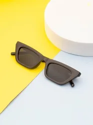 Ted Smith Women Grey Rectangle UV Protected Sunglasses TS-ALLBLK_BLK