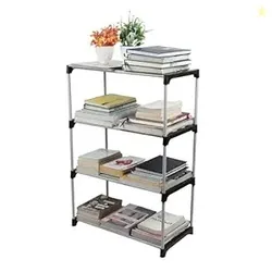 4 Layer Bookshelf for Home Library Book Stand| Book Rack for Study Room| Book Stand Shelf 4 Layer Plastic Rack (Big Rack Black)