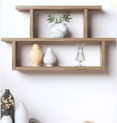 Furniture Caf Modern Wooden Wall Mounted Shelf  Multi-Tier Display Rac