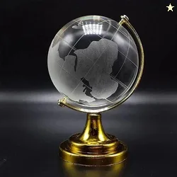 MSTRADERS Feng Shui Crystal Globe with Golden Stand for Positive ...mo