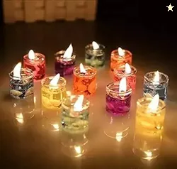 Pack Of 24 Smokeless Decorated Glass Candles/Tealight/Diya Filled With