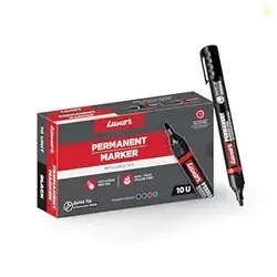 Luxor Refillable Permanent Marker Pen, Black Ink, Pack of 10 | Bold &