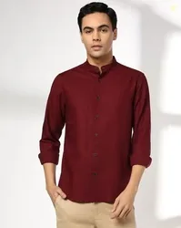 NETPLAY Men Slim Fit Shirt with Band Collar