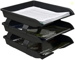 Sumoware 3 Compartments ABS Plastics File Tray Rack (Black)