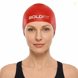 Boldfit Silicone Swimming Cap for Men Women & Kids - Easy Fit, Long Ha