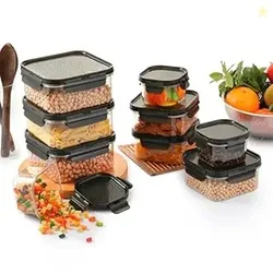 CELLO Modulock Pet Storage Container For Kitchen Set of 9 Pcs Black (1