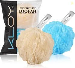 KLOY Loofah (Pack of 2, Peach, Blue)