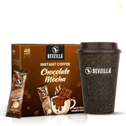 Bevzilla 48 Chocolate & Mocha Instant Coffee Sachets with Eco-Friendly