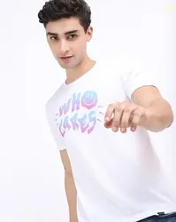 KETCH Typographic Print Slim Fit Crew-Neck T-Shirt