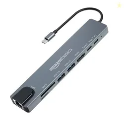 Amazon Basics USB hub 3.0 for Type-c Port,8 in 1 Adapter for pc Access