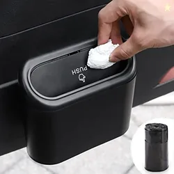 Accmor Plastic Car Manual-Lift Trash Can With Lid, Mini Vehicle Trash