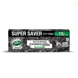 DABUR Herb'L Activated Charcoal Toothpaste 240G (120G x2, Pack of 2) |