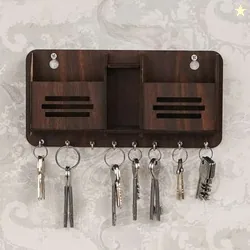 CAPIO ART Yoga Mudra with Mobile Stand Wood Key Holder (8 Hooks, ...mo
