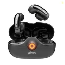 pTron Bassbuds Vortex Clips Wireless Open Ear Earbuds w/Chrome Finish,