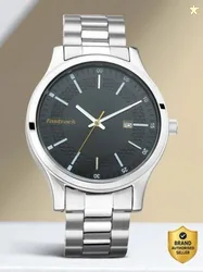 Fastrack With Date Black Dial Silver Stainless Steel Strap Analog...mo