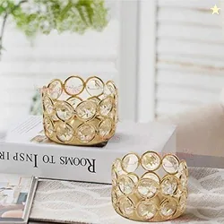 TIED RIBBONS Pack of 2 Crystal Tealight Candle Holder Centerpieces Vot