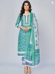 VBUYZ Women Pure Cotton Kurta Pant Dupatta Set