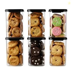 AQUAWARE Plastic Airtight Containers Set For Kitchen Storage And Containers Box For Pantry Organization And Container (1100ml, Black And Transparent)