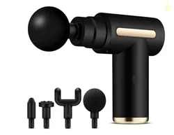 Massage Gun with 4 Attachment Heads, Black, Handheld Percussion Massag