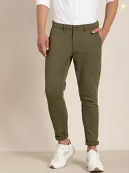 INVICTUS Men Olive Green Chinos Trousers