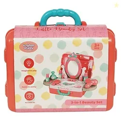 2-in-1 Beauty Set Briefcase for Kids, Portable Makeup and Salon Preten