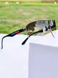 Jiebo Men Black Lens & Black Aviator Sunglasses with